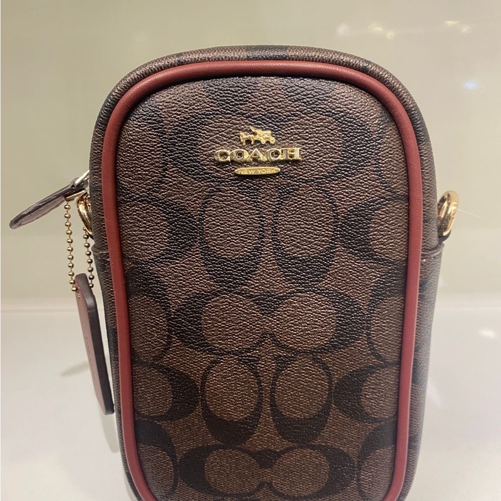 Coach Brown phone and Tan Monogram Crossbody Bag